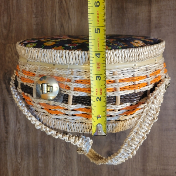 Vintage 1970s Wicker Purse with Floral Velvet Accents - Picture 11 of 14